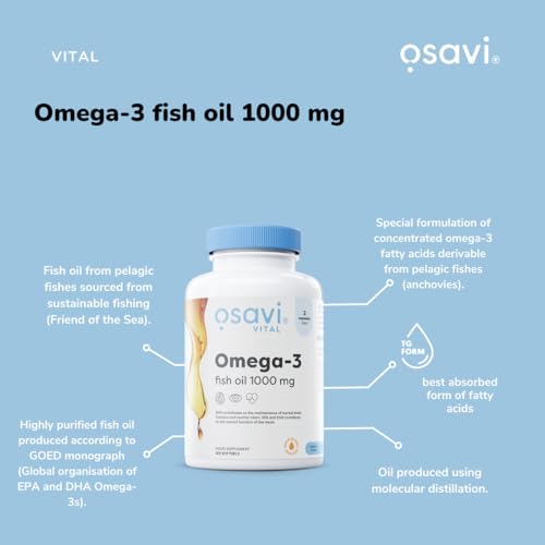 Osavi Omega-3 Fish Oil Molecularly Distilled, 1000mg (Lemon) - 120 softgels – Image 3