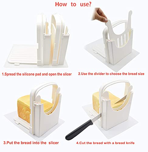 Bread Slicer,Bread Cutter Adjustable Sandwich Maker Manual Handhold Loaf Cutter Machine Foldable Toast Slicer for Homemade Bread - 6