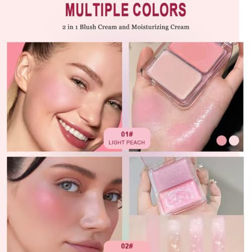 Watery Cream Blush Palette, Multi Use Cheek Blush & Highlighter Balm,02# - Image 5