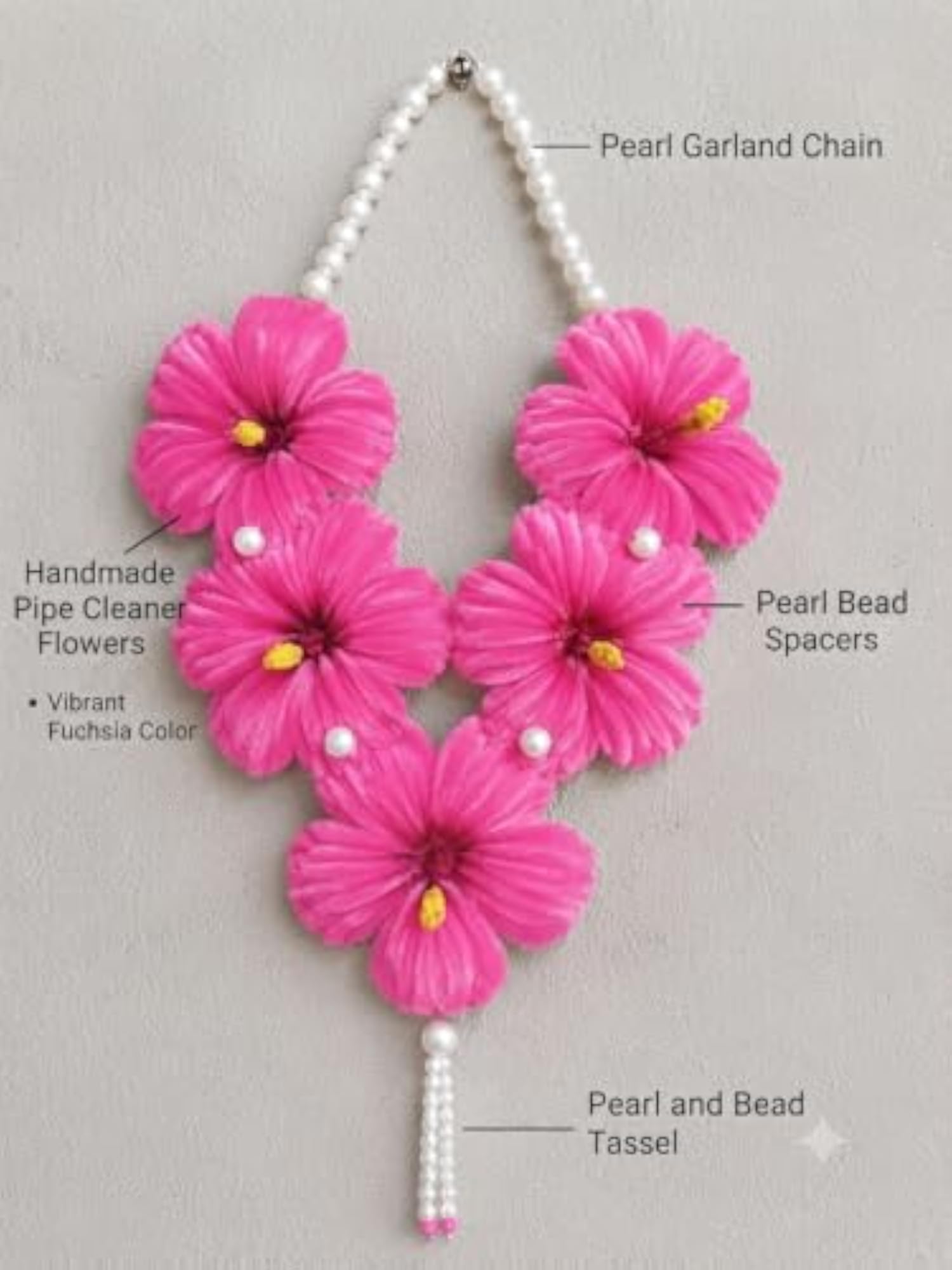 Handcrafted Pink Hibiscus Garland for Lord Ganesha Idol