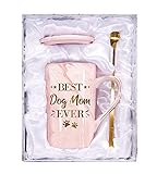 RosieLily Best Dog Mom Ever Coffee Mugs for Women, Funny Drinkware Cute Marble Ceramic Mugs Birthday Mothers Day Gifts for Dog Lover Coffee Cups from daughter Son Husband Kids 14Oz with Gift Box
