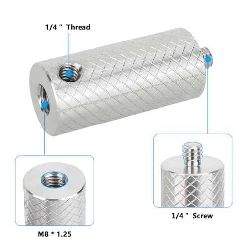 Tornillo 1/4 macho de acero inoxidable contra desgaste de roscas en accesorios fotográficos 4