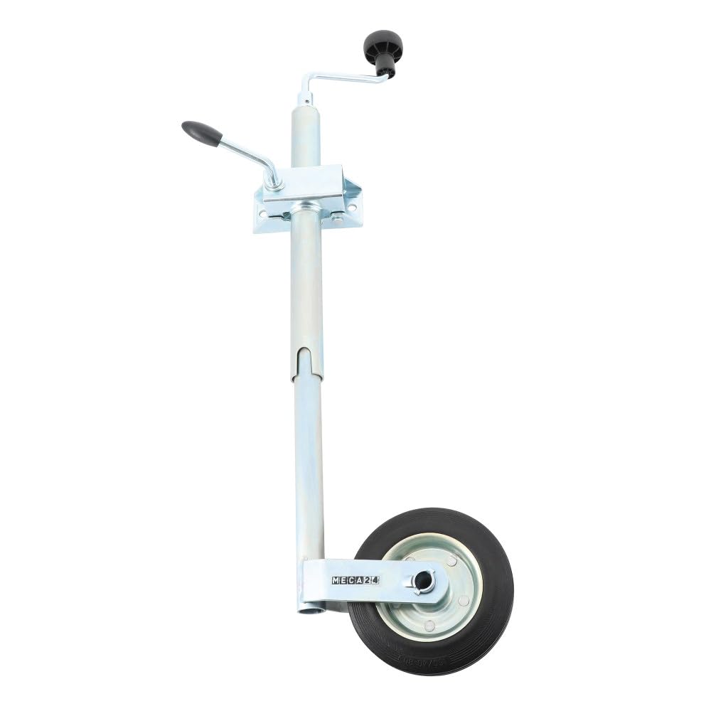 MECA24 Roue Jockey - Tube acier 35mm - Jante métal - Bride de fixation acier diam. 35mm - compatible tous types de remorques