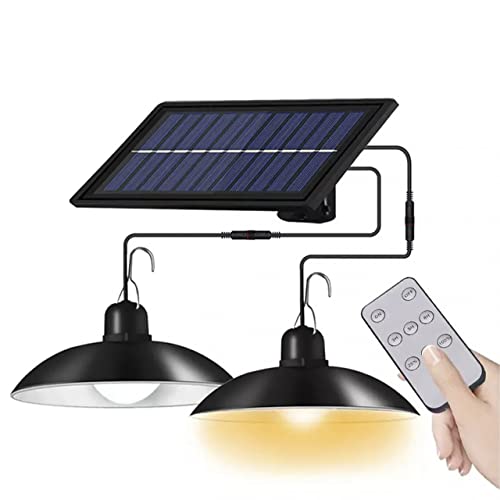 x2 Lamparas Colgante LED Solar - Panel Solar con Control remoto - Iluminación Exterior para Jardín Patio Balcón - Iluminación automática Día/Noche Cover