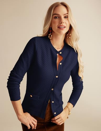 GRACE KARIN Womens 2024 Cardigan Sweaters Dressy Long Sleeve Button Down Sweater Jacket Open Front Sweater with Pockets3