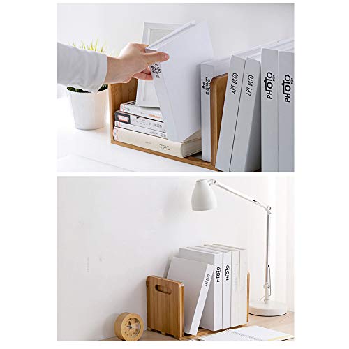 Homdsim Bamboo Desktop Bookshelf Adjustable Storage Organizer Display Shelf Rack,Countertop Platforms, Book Stands Shelves #TOP4