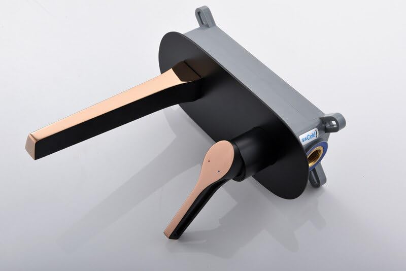 Grifo lavabo pared para ganar espacio en tocador mezclador agua fría caliente 5