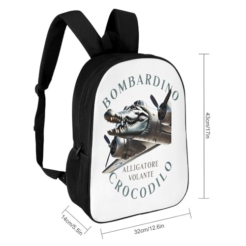 Bombardiro-Crocodilo Merch 17 Inch Shoulder Backpack Italian-Brainrot Meme Water Resistant Lightweight Daypack2