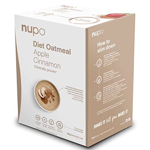 NUPO Diet Oatmeal Apple-Cinnamon – Premium Diet Meal for Weight Management I Complete Meal Replacement for Weight Control I 12 Servings I Very Low-Calorie Diet, GMO Free