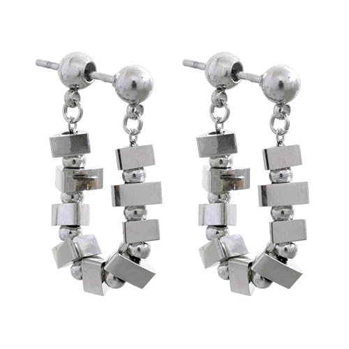 Boucles d'oreilles perles carrées au fini poli chic et élégant
