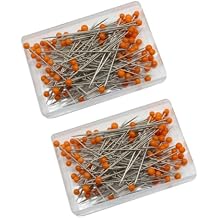 2Boxs 200 Pcs Orange Glass Head Needles Sewing Straight Quilting Pins Craft Pins Dressmaker Tailor with Colored Ball Head Straight Pins for Fabric Jewelry DIY Arts, Crafts and Sewing
