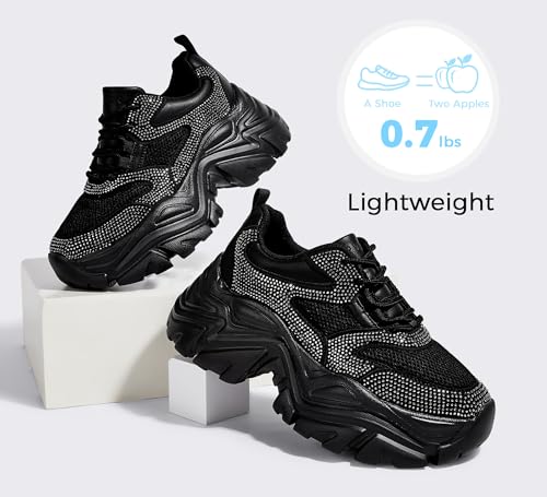Image of K KIP WOK Chunky Sneakers for Women Fashion Platform White Leather Casual Dad Shoes Comfortable Wedge Walking Sport Sneakers