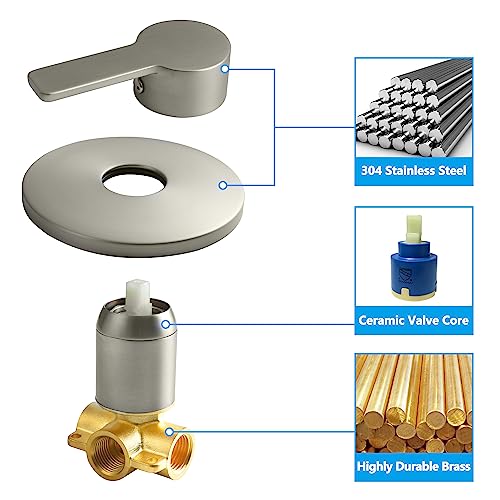 Dolgaba DG-B100- Shower Valve Handle Single Function Shower Mixer Valve Kit Replacement Round Wall Mount Rough-In Control Valve Bathroom Trim Kit Female Thread thumb #2