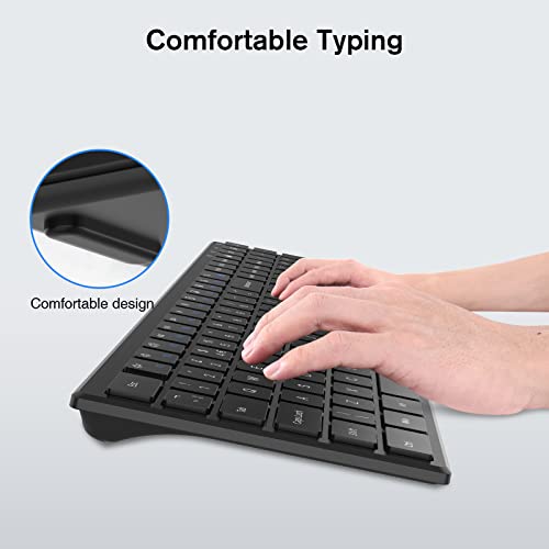 RaceGT Wireless Keyboard and Mouse Set - Full Size Ultra-Thin USB Silent Keyboard With Soft Touch Scissor Keys, Energy Saving Mouse for Mac Computer Laptop PC - Black - Image 5