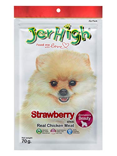JerHigh Sold by DogsNCats Human Grade High Protein Chicken, Fully Digestible Healthy Training Treat Stick for All Life Stages of Dogs - Free from by-Products and Gluten (Strawberry, 70gm, 24 X 70g) (B08RBRG8DD) Amazon Price History, Amazon Price Tracker