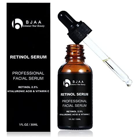 BJAA Retinol Serum - High Strength with 2.5% Retinol, Hyaluronic Acid, Vitamin C & E, and Organic Aloe. Anti-Wrinkle Anti-Ageing Facial Serum for Dark Spot, Fine Lines, Scar and Skin Repair 30ml Cover