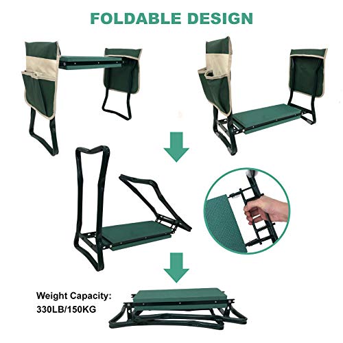 Laikou Garden Kneeler And Seat Bench With 2 Free Tool Pouch And 1 Gloves Protects From Dirt & Grass Stains, Foldable Stool For Ease Of Storage - Eva Foam Pad - Sturdy And Lightweight #TOP6