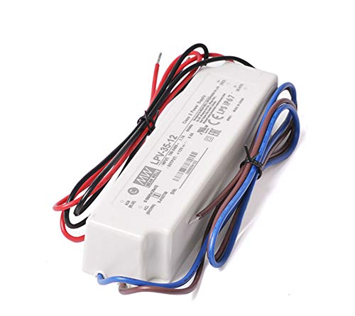 KingLed  MeanWell Fuente de alimentación Mean Well AC/DC LPV-35-12 35W DC 12V Resistente Al Agua IP67 Transformador Switching Mean Well para productos LED Serie LPV cód. 0594