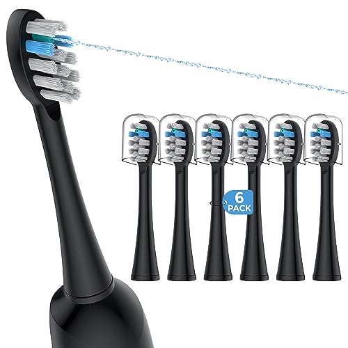 FitMount 6 Pack Toothbrush Replacement Heads Compatible with WaterPik Sonic Fusion 2.0 FitMount Flossing Brush Head Fit for Water-Pic SF-01W SF-02W and 2.0 SF-03 SF-04