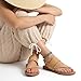CUSHIONAIRE Leader Women’s Strappy Sandal – Premium Faux Leather Toe Loop Flat with Adjustable Ankle Strap & Cushioned Footbed, TAN 8