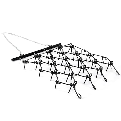 YITAMOTOR Heavy Duty Drag Harrow (83.7 LBS) 4 FT x 4 FT Chain Harrow 3/8 Tines for ATV UTV Tractors for Soil Leveling Pastures Seeding Breaking up Soil 60 M2Si Steel