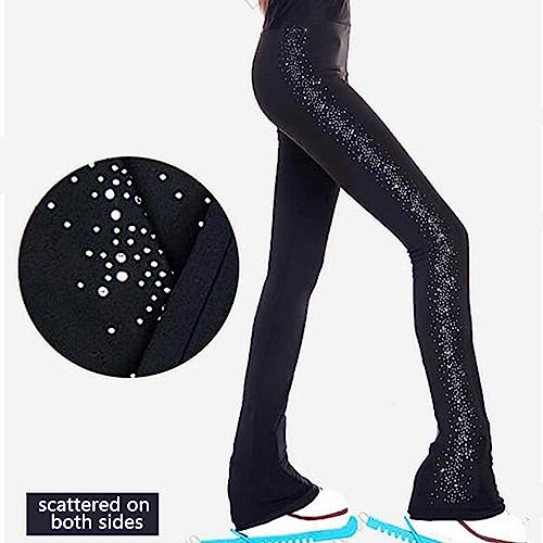 Exercício Correndo Calças de prática de patinação artística com strass, leggings de patinação infant
