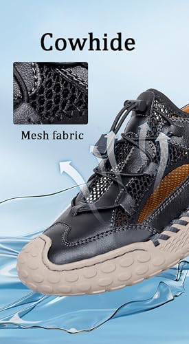 Mens Closed Toe Sandals Outdoor Beach Sneakers Breathable Lightweight Fisherman Shoes Casual Leather3