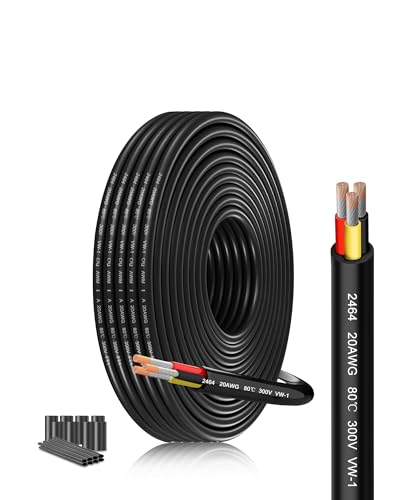 20AWG 3x0,52mm² Starkstromkabel UL2464 | 8m Verzinntes Kupfer | Automotive Verlängerungskabel 12V/24V | Hohe Temperaturbeständigkeit