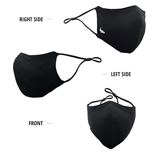 Inherent Premium Traveler's Face Mask With Anti-Odor Silverbac | Reusable, Adjustable, Comfortable (Black) (Large) #TOP4