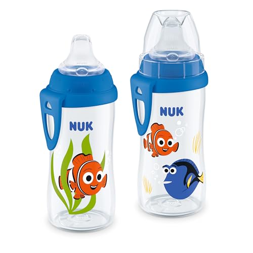 NUK First Choice Finding Nemo Active Cup 2.0 10 oz. Soft Spout Sippy Cup with On-The-Go Carry Clip Lightweight Leak Proof Spill Proof Cup 2-Pack