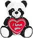 BRUBAKER Panda Orso di Peluche con Cuore Rosso - I Love You - 25 cm - Panda Giocattolo di Peluche - Orsacchiotto di Peluche - Peluche Bianco Nero