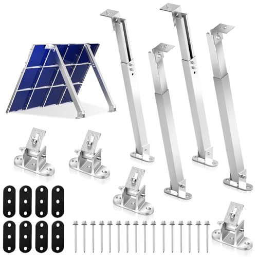 Herrselsam Lot de 2 paires de supports de panneau solaire réglables individuellement de 0 à 60 ° pour toit plat, garage, bateau, camping-car