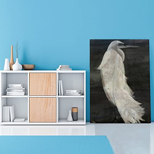 Posters White Heron Wall Art Great Egret Wall Art Vintage Bird Painting Canvas Wall Art For Living Room Bedroom Office Kitchen Decor 24X32Inch(60X80Cm) Frame-Style #TOP1