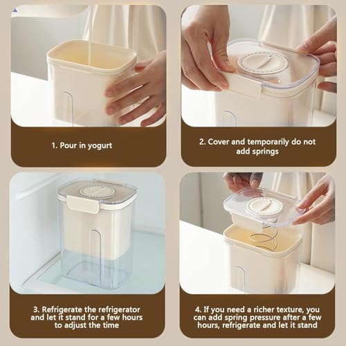Image of PANCA Hung Curd Strainer Box | Curd Maker and Greek Yogurt Maker - 1100ml Fine Mesh Strainer with Lid | Multifunctional Yoghurt Filter (Beige)