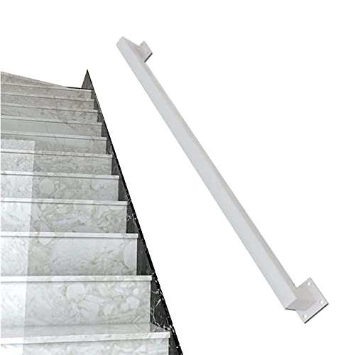 Corrimano in ferro battuto da 30-600cm, ringhiera per staffa per scale bianca, corrimano per balaustra quadrata per montaggio a parete per gradini in cemento o scale in legno con kit di installazione