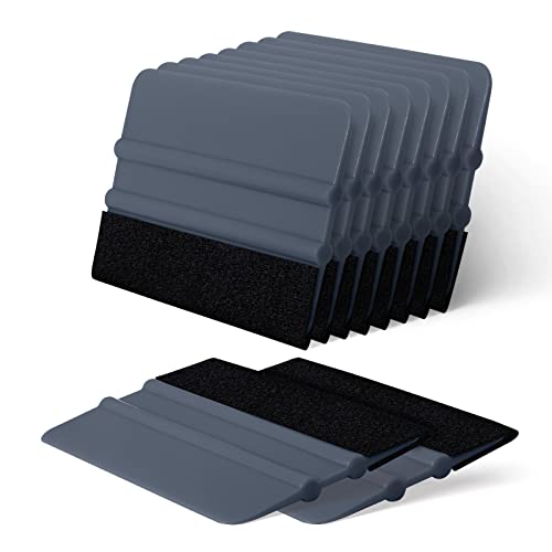 FOSHIO 10Stück Rakel Set Filzrakel mit Filzkante Filzrakel zur Verklebung von Folie Wandtattoo,Fensterfolie Tönungsfolie Rakel für Auto Grau Rakel,10cmx7.5cm