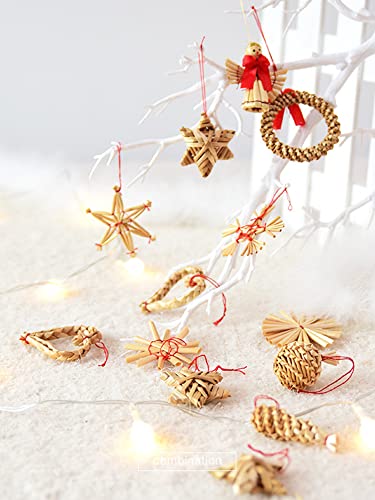 Lazyspace 56 Piece Straw Star Set - Christmas Tree Ornament - Straw Pendant For The Christmas Tree - Natural Christmas Tree Hanging - Christmas Decoration #TOP6