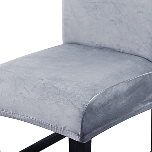 Image of SearchI Velvet Bar Stool Covers Set of 4, Stretch Washable Barstool Seat Covers, Counter Height Chair Covers for Kitchen Dining Room Cafe (Velvet Grey)