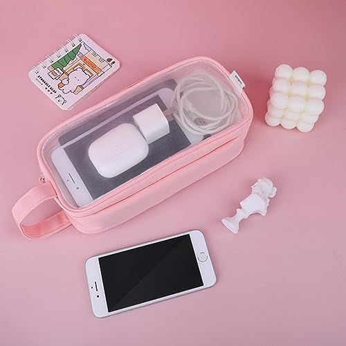 Image of iSuperb Large Capacity Pencil Case Grid Mesh Pencil Pouch Handheld Pen Bag for Teen Boys Girls School Students College