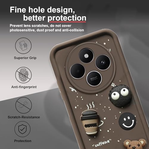 Image of GoldKart Back Case Cover Compatible for Redmi A4 5G | Poco C75 5G | Redmi 14C 5G | Cute Fun Cartoon 3D Ball Coffee Silicone Case | Full Body Protection Back Cover - Brown