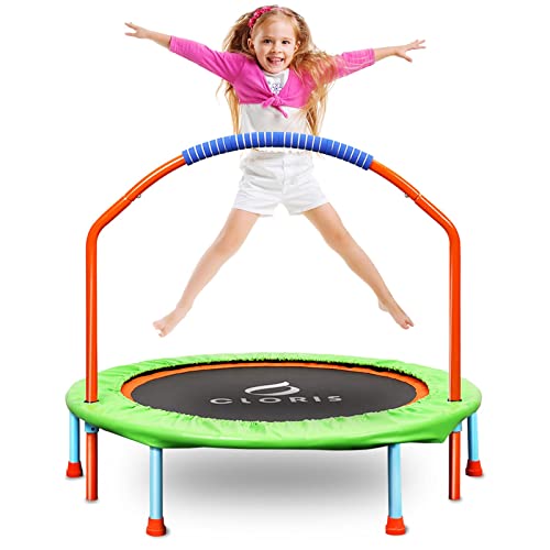 CLORIS Trampoline 38-inch Portable Rebounder Trampoline with Adjustable Foam Handle,Foldable Fitness Body Exercise for Indoor and Outdoor Play Max Load 220lbs