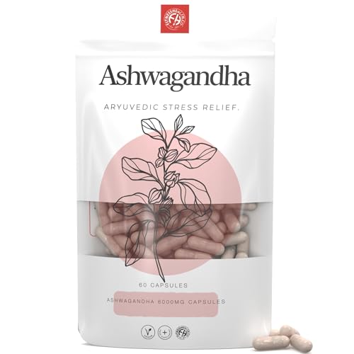 Fitness Health Ashwagandha Capsules 8000MG 60 Capsules - Pure Aryuvedic - Herbal Stress Relief Capsules - Support Mind Relaxation for General Well Being - High Strength Ashwagandha Supplement