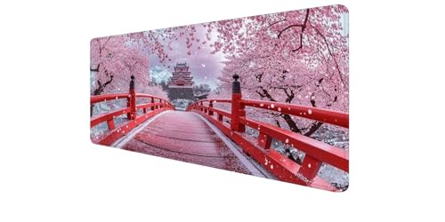 Tapis de souris XXL 700x400 mm motif arbre avec bords cousus pour PC
