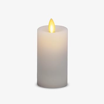Luminara Classic Slim Flameless LED Candle, White 2" x 4.25", Battery Operated Moving Flame Pillar w/Timer, Safe Realistic Wax Candle, Home Decor
