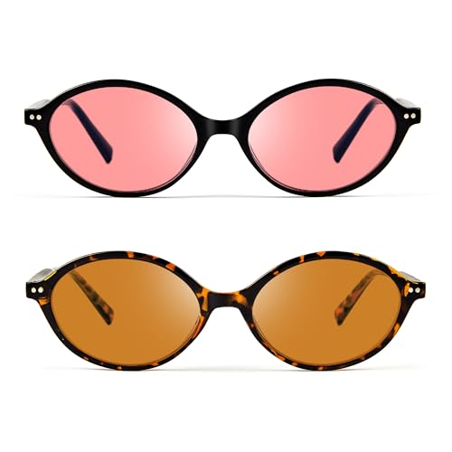 Image of Fluorescent-41 Pink Tinted Blue Light Blocking Glasses for Migraine, Light Sensitivity, Photophobia JF5002