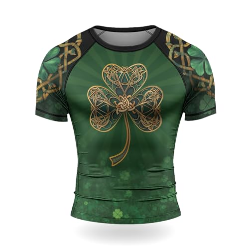 St Patrick's Day Jiu Jitsu Rashguard Short Sleeve - Men's Rash Guard Compression Shirt for MMA BJJ2