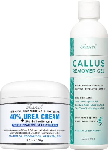 Ebanel Set of Salon Grade Callus Remover for Feet Gel + 40% Urea Foot Cream