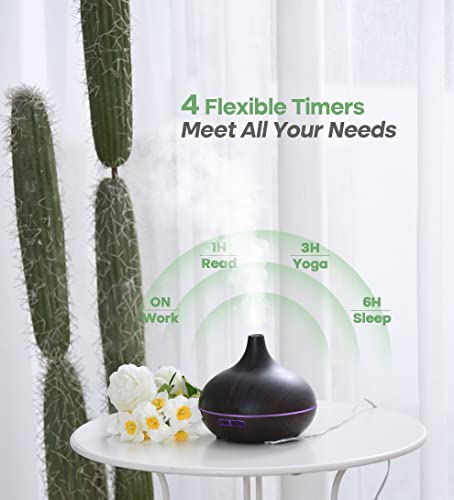 Oil Diffuser, 500Ml Aromatherapy Diffuser With 6X10Ml Top Essential Oils Included, 7X2 Colorful Led Night Light, 23Db Quiet Bpa-Free Essential Oil Diffusers For Home, 16H Lasting, 4 Timers, Auto Off #TOP4