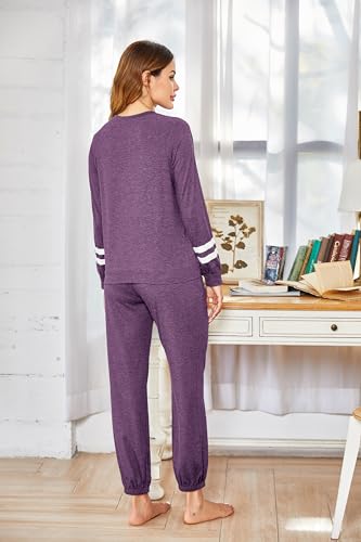 Image of Ekouaer Sweatsuits Womens Loungewear Set Tracksuit Long Sleeve Pajamas Set with Pockets 2 Piece Outfits Lounge Sets