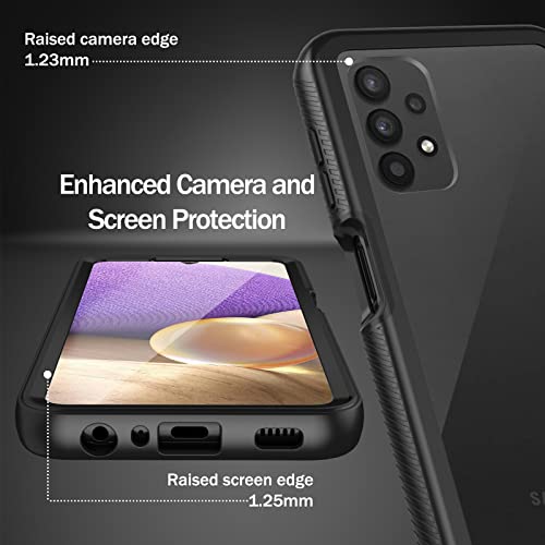 Wahhle Samsung Galaxy A32 5G Case, Built In Screen Protector Full Body Shockproof Slim Fit Bumper Protective Phone Cover For Samsung A32 5G Men Women-Black/Clear #TOP3